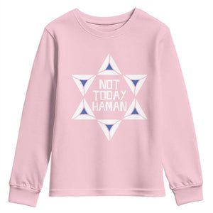 Not Today Haman Purim Youth Sweatshirt Hamantash Jewish Star of David TS09 Light Pink Print Your Wear