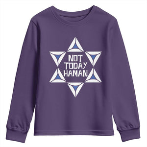Not Today Haman Purim Youth Sweatshirt Hamantash Jewish Star of David TS09 Purple Print Your Wear