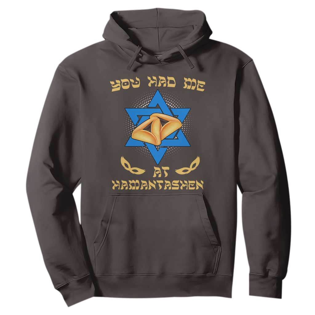 Funny Purim Hoodie You Had Me At Hamantash TS09 Dark Chocolate Print Your Wear