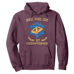 Funny Purim Hoodie You Had Me At Hamantash TS09 Maroon Print Your Wear