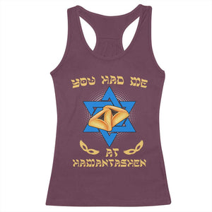 Funny Purim Racerback Tank Top You Had Me At Hamantash TS09 Maroon Print Your Wear