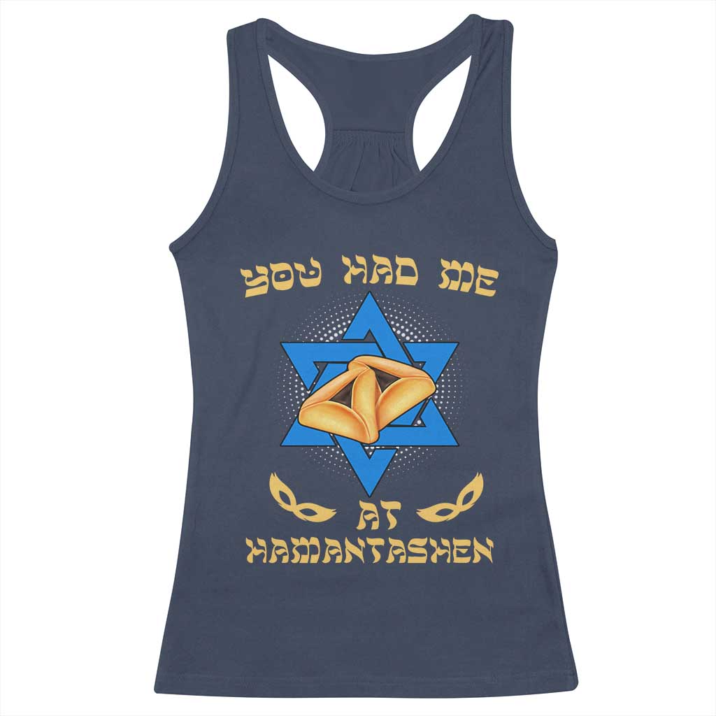 Funny Purim Racerback Tank Top You Had Me At Hamantash TS09 Navy Print Your Wear