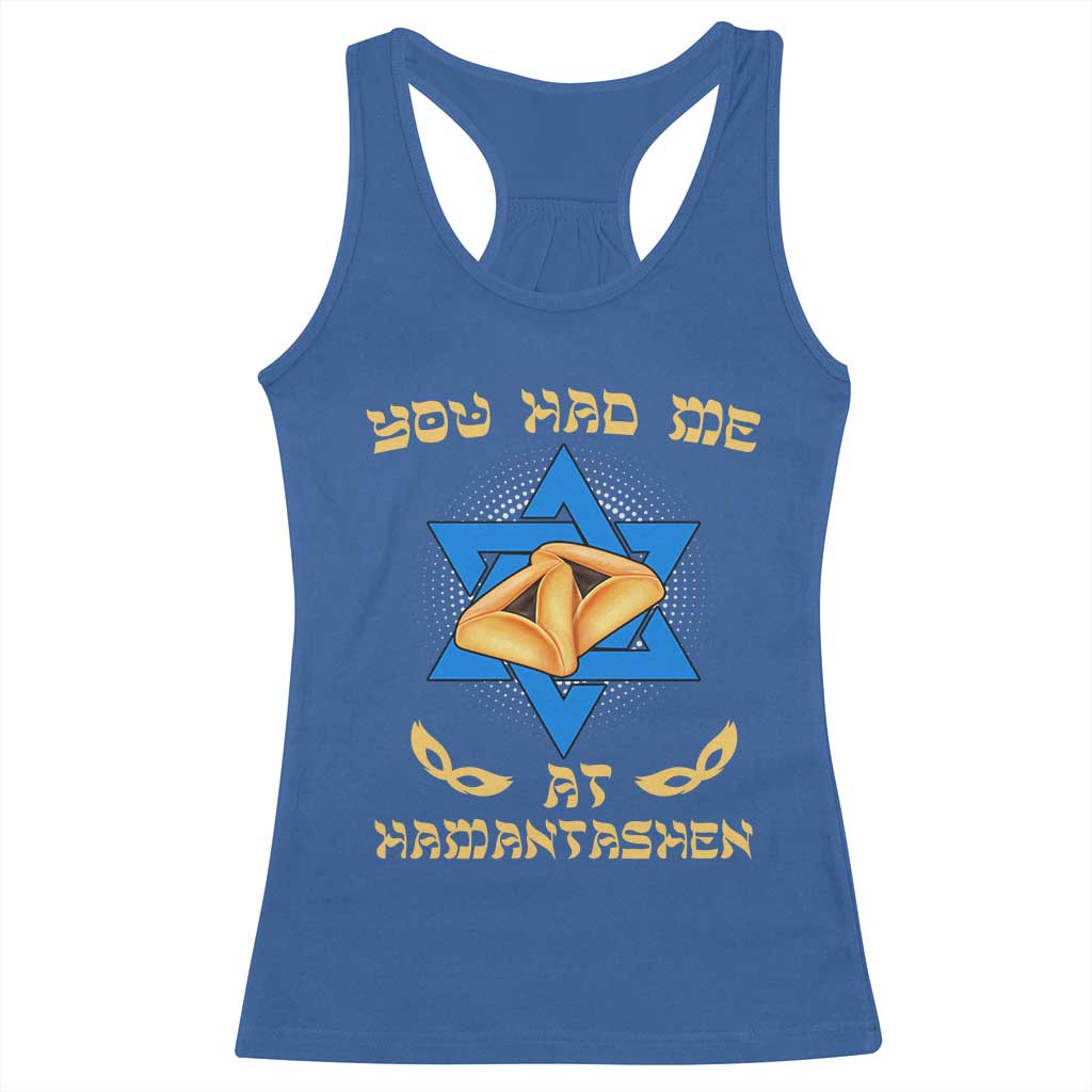 Funny Purim Racerback Tank Top You Had Me At Hamantash TS09 Royal Blue Print Your Wear