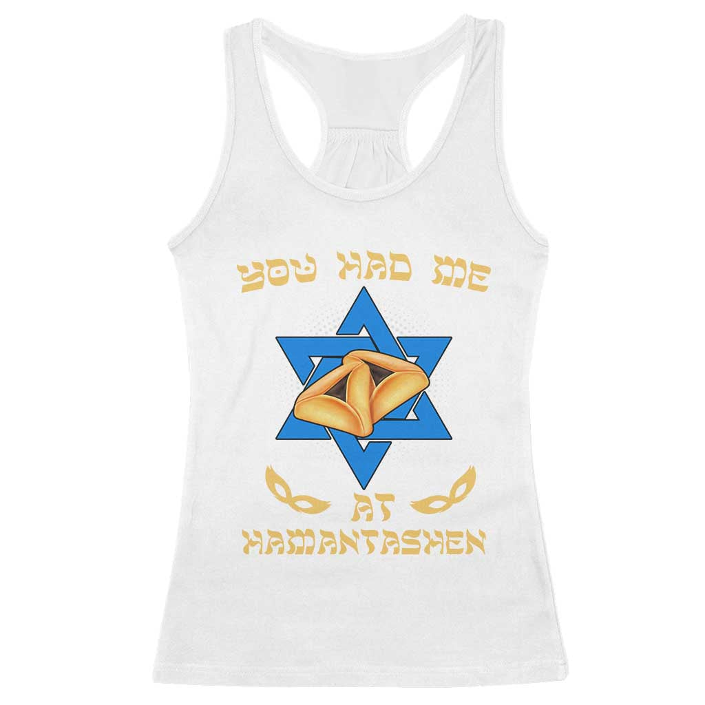 Funny Purim Racerback Tank Top You Had Me At Hamantash TS09 White Print Your Wear