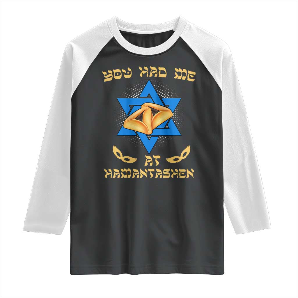 Funny Purim Raglan Shirt You Had Me At Hamantash TS09 Black White Print Your Wear