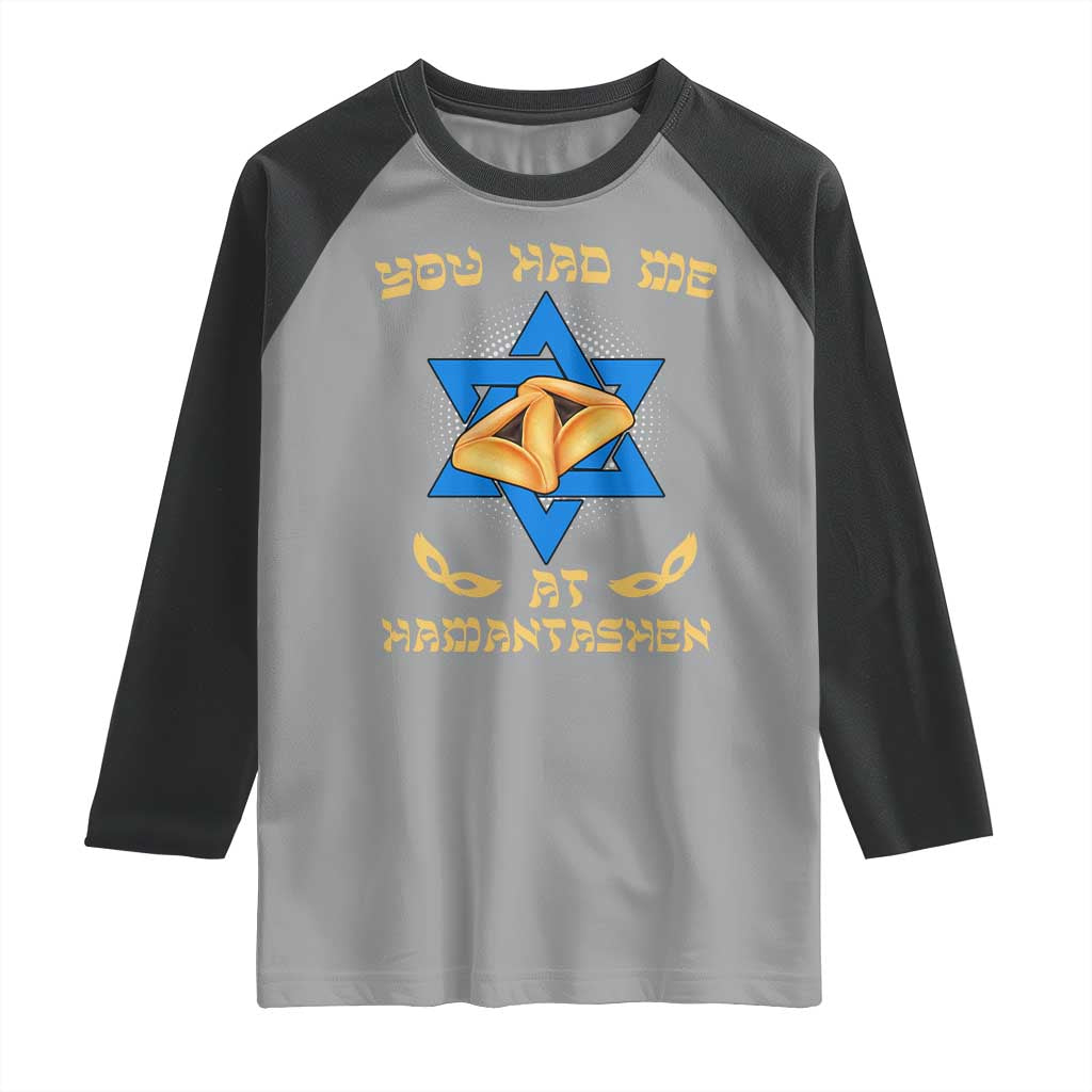 Funny Purim Raglan Shirt You Had Me At Hamantash TS09 Sport Gray Black Print Your Wear