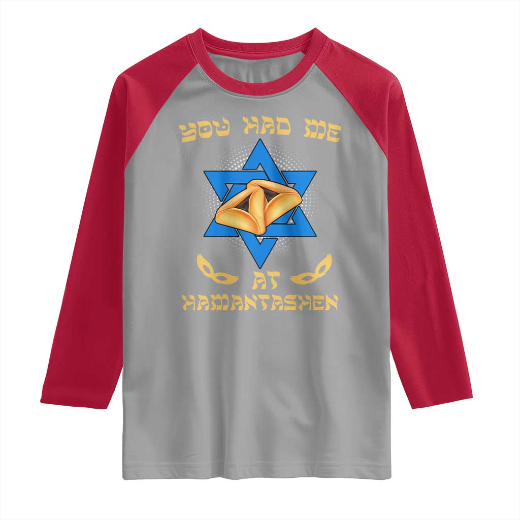 Funny Purim Raglan Shirt You Had Me At Hamantash TS09 Sport Gray Red Print Your Wear