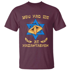 Funny Purim T Shirt You Had Me At Hamantash TS09 Maroon Print Your Wear