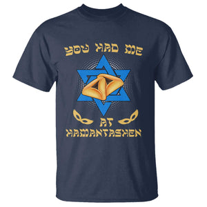 Funny Purim T Shirt You Had Me At Hamantash TS09 Navy Print Your Wear