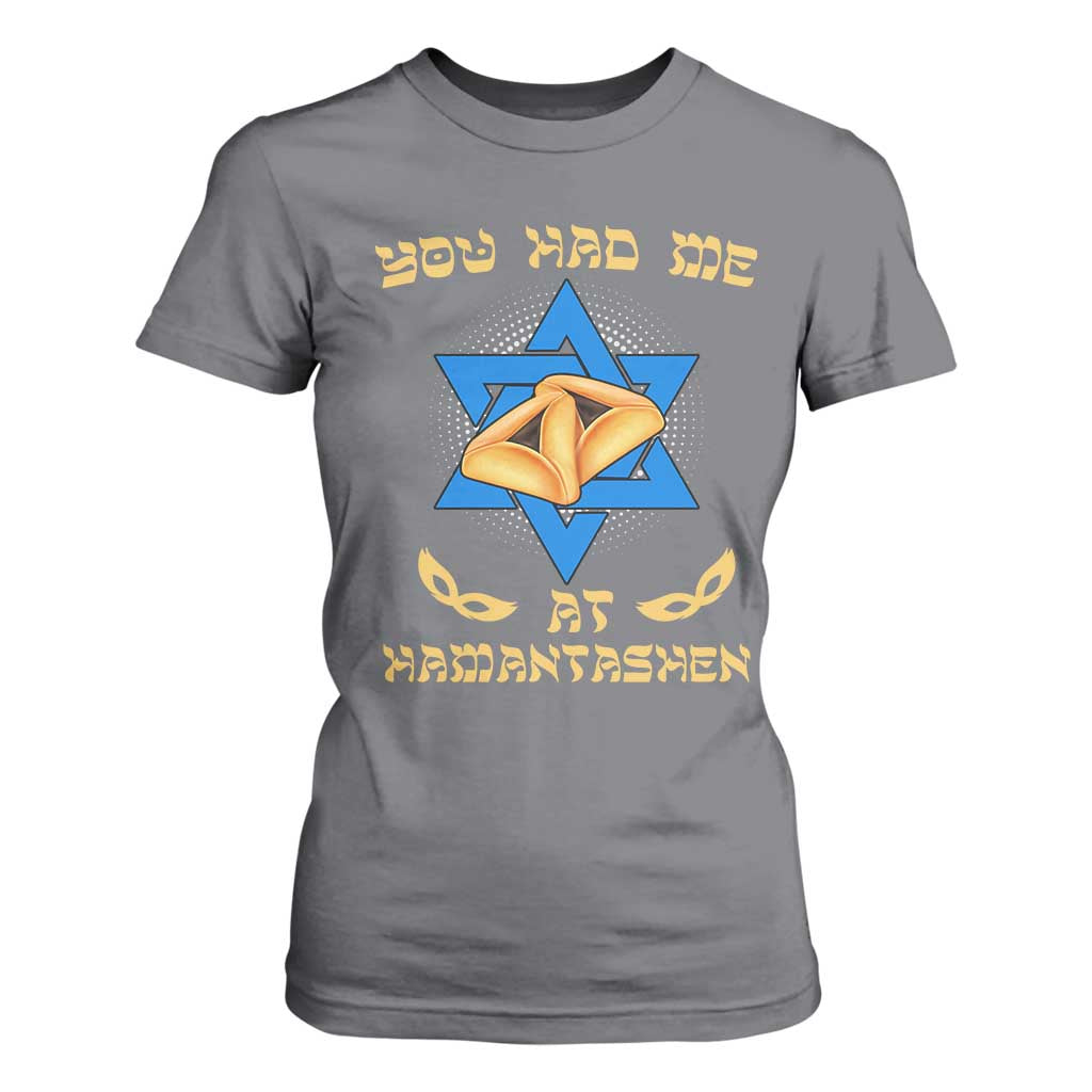 Funny Purim T Shirt For Women You Had Me At Hamantash TS09 Charcoal Print Your Wear