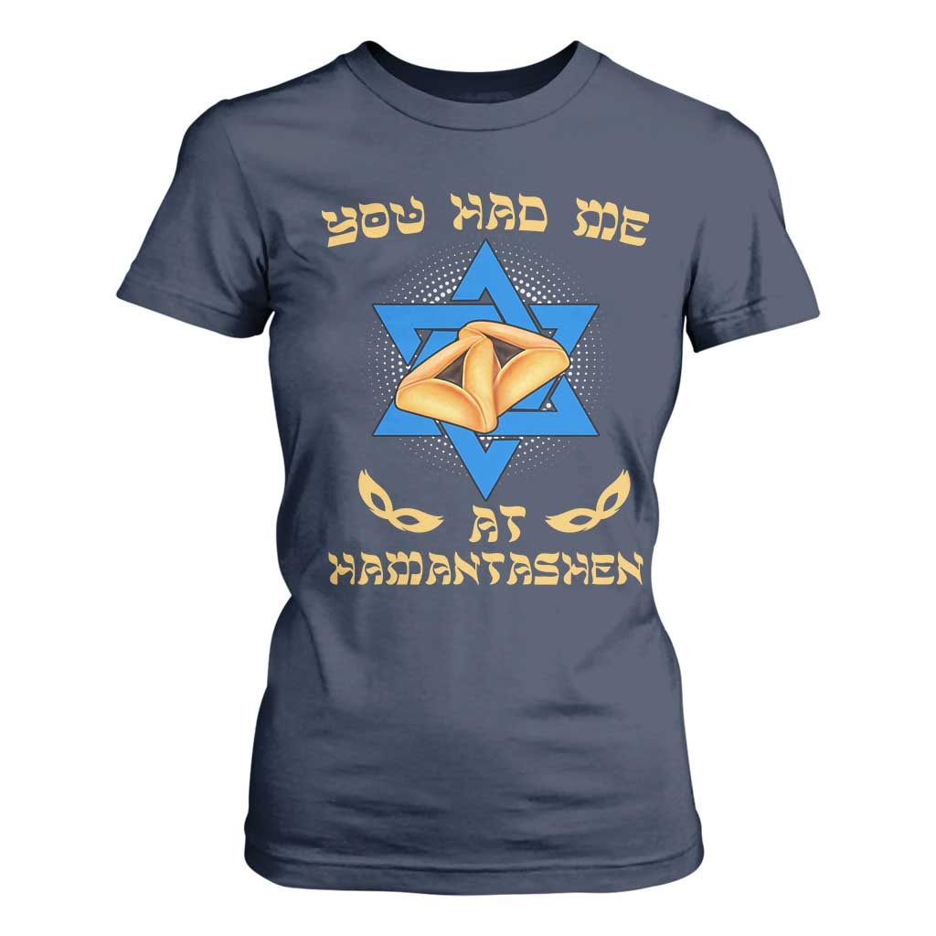 Funny Purim T Shirt For Women You Had Me At Hamantash TS09 Navy Print Your Wear