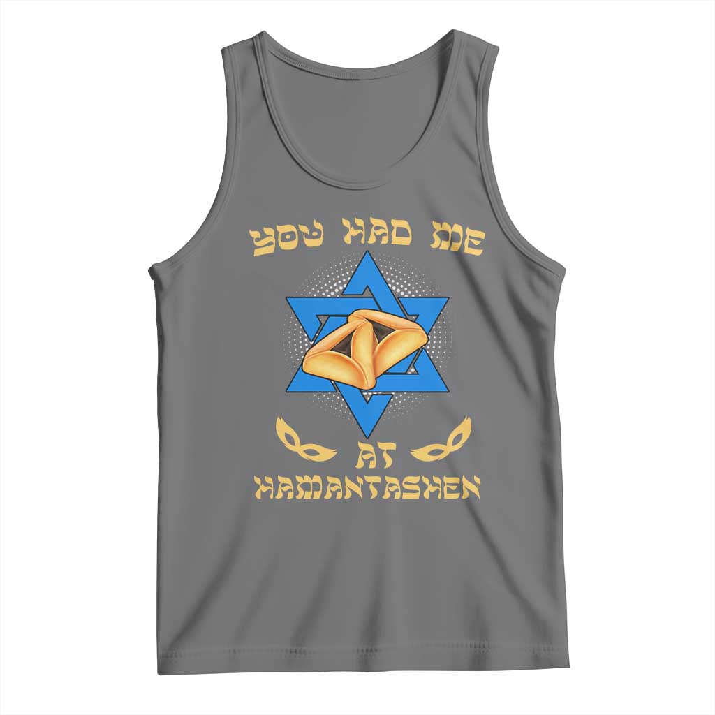 Funny Purim Tank Top You Had Me At Hamantash TS09 Black Heather Print Your Wear