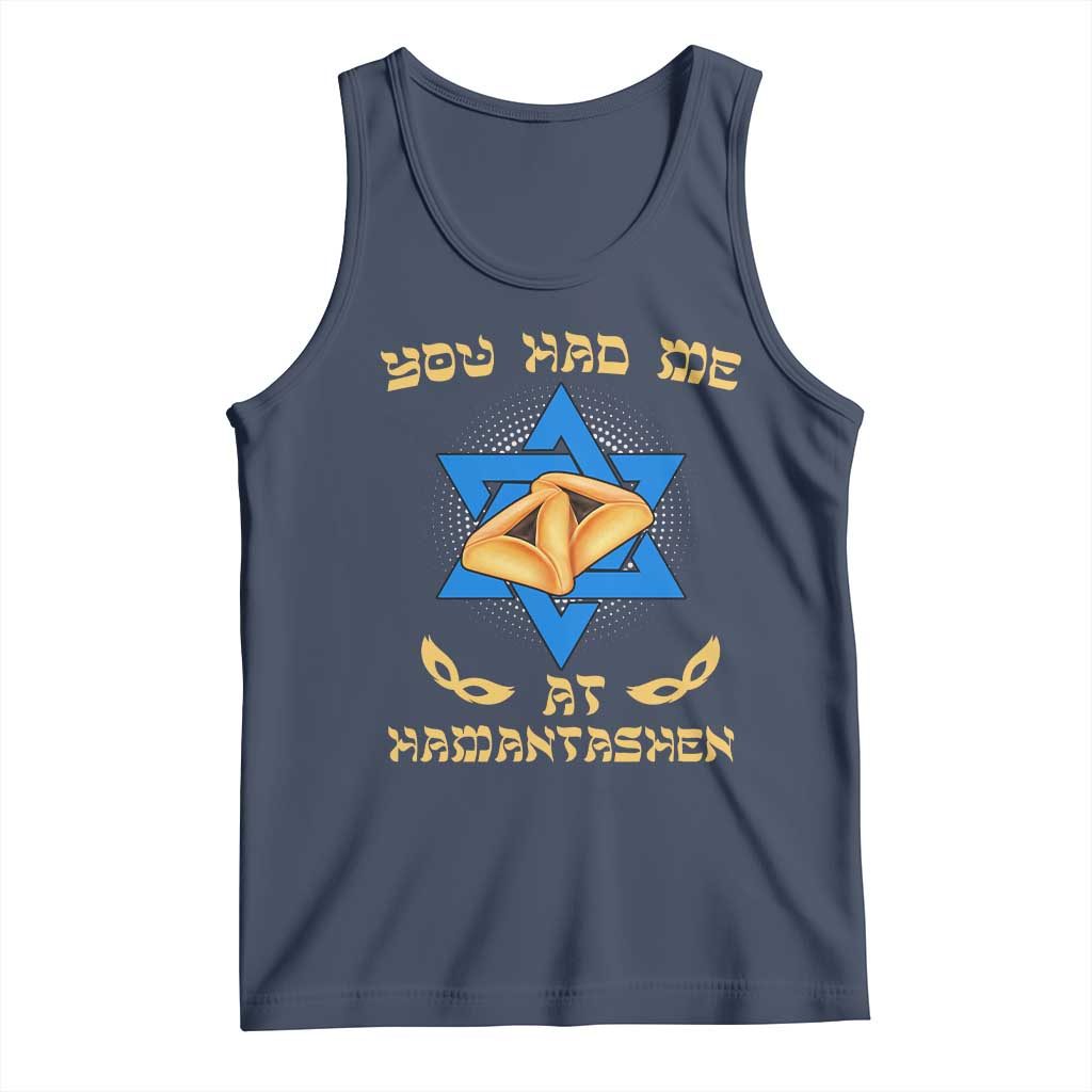 Funny Purim Tank Top You Had Me At Hamantash TS09 Navy Print Your Wear