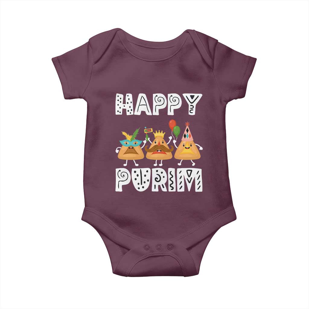 Happy Purim Funny Hamantash Baby Onesie TS09 Maroon Print Your Wear