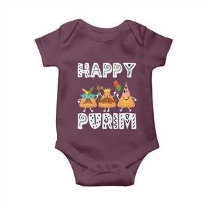 Happy Purim Funny Hamantash Baby Onesie TS09 Maroon Print Your Wear