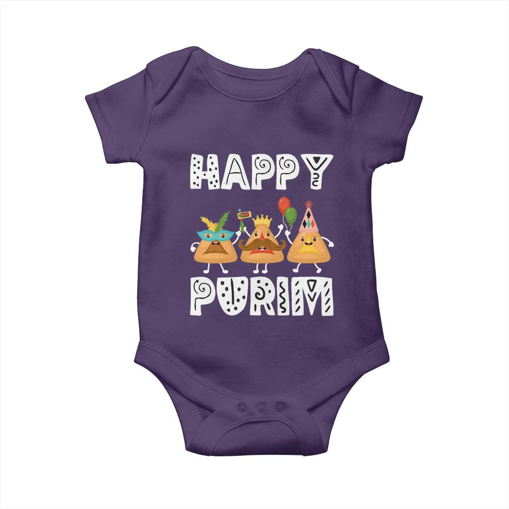 Happy Purim Funny Hamantash Baby Onesie TS09 Purple Print Your Wear