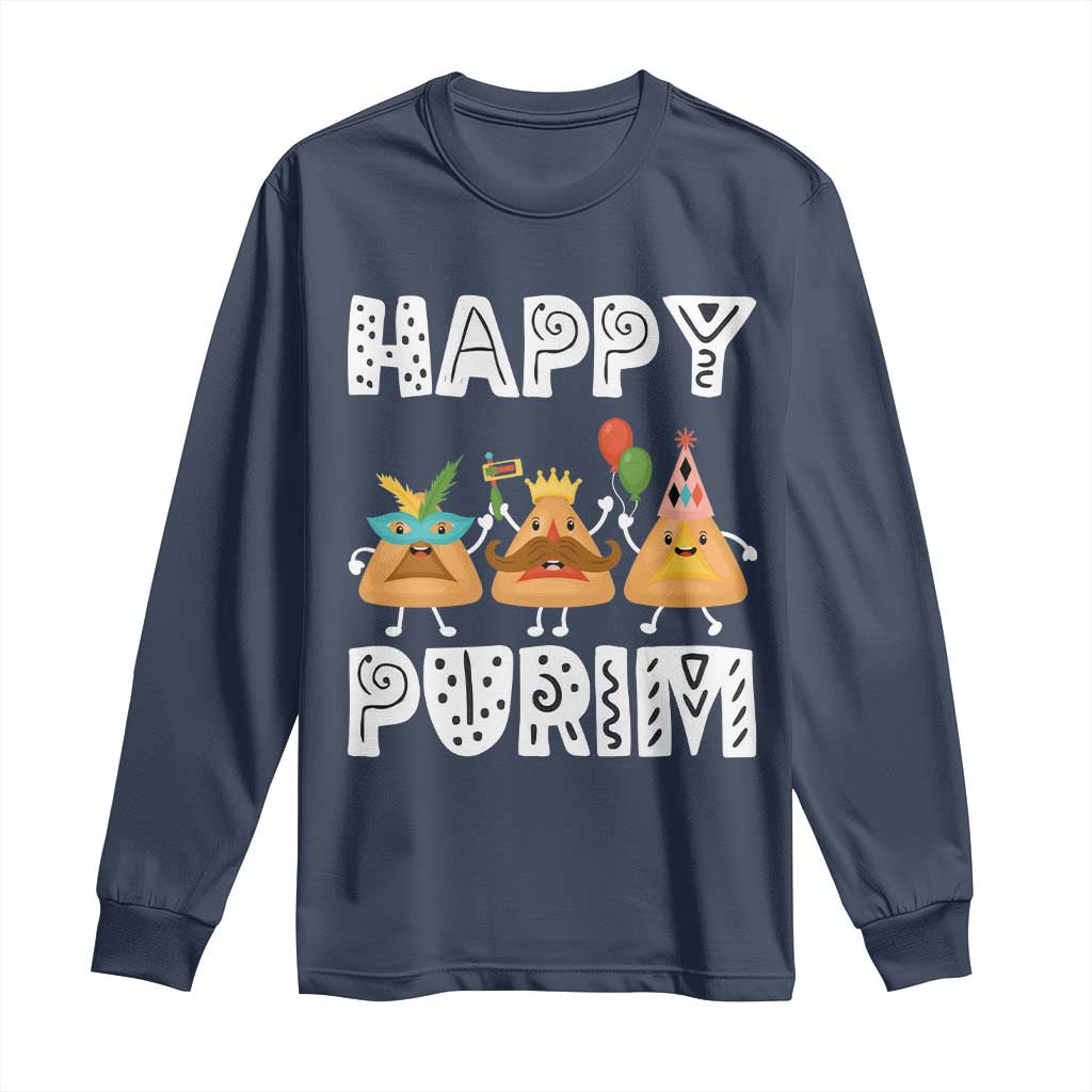 Happy Purim Funny Hamantash Long Sleeve Shirt TS09 Navy Print Your Wear