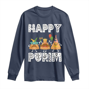 Happy Purim Funny Hamantash Long Sleeve Shirt TS09 Navy Print Your Wear