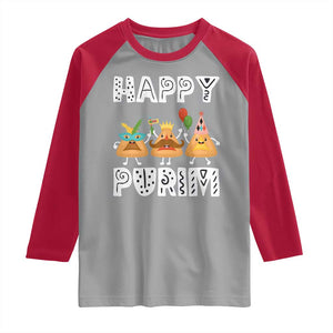 Happy Purim Funny Hamantash Raglan Shirt TS09 Sport Gray Red Print Your Wear