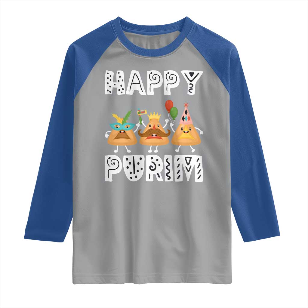 Happy Purim Funny Hamantash Raglan Shirt TS09 Sport Gray Royal Print Your Wear