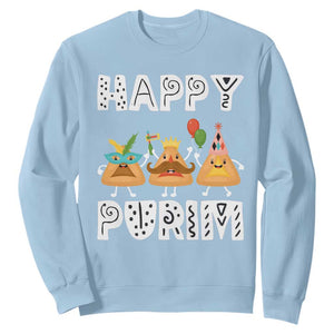 Happy Purim Funny Hamantash Sweatshirt TS09 Light Blue Print Your Wear
