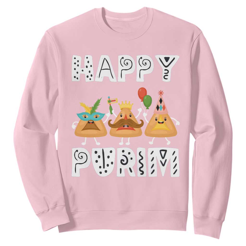 Happy Purim Funny Hamantash Sweatshirt TS09 Light Pink Print Your Wear