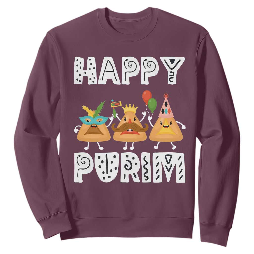 Happy Purim Funny Hamantash Sweatshirt TS09 Maroon Print Your Wear