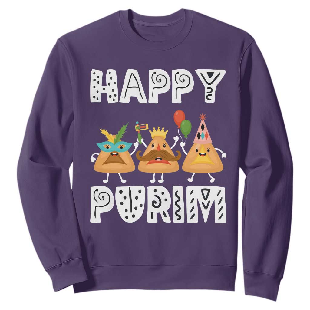 Happy Purim Funny Hamantash Sweatshirt TS09 Purple Print Your Wear