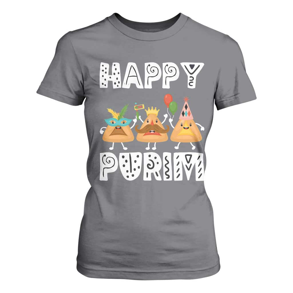 Happy Purim Funny Hamantash T Shirt For Women TS09 Charcoal Print Your Wear