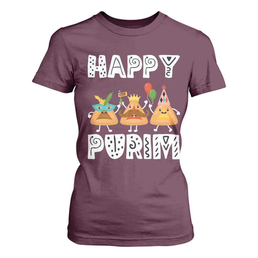 Happy Purim Funny Hamantash T Shirt For Women TS09 Maroon Print Your Wear