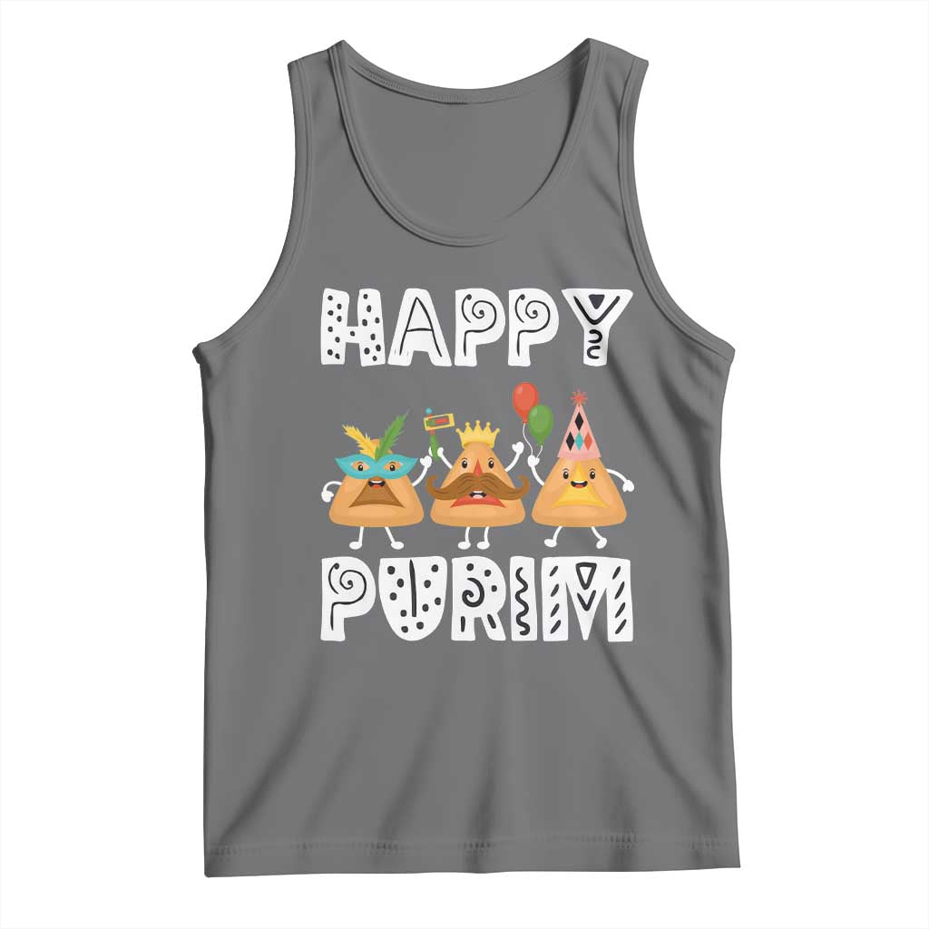 Happy Purim Funny Hamantash Tank Top TS09 Black Heather Print Your Wear