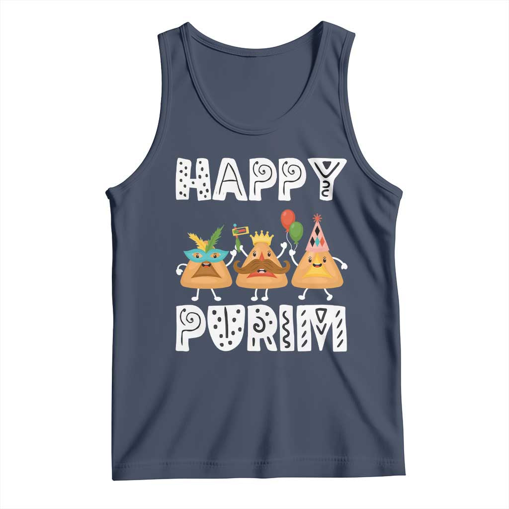Happy Purim Funny Hamantash Tank Top TS09 Navy Print Your Wear