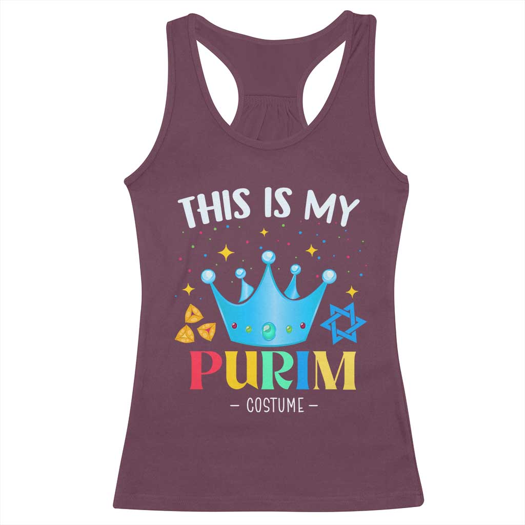 Funny Jewish This Is My Purim Costume Racerback Tank Top TS09 Maroon Print Your Wear