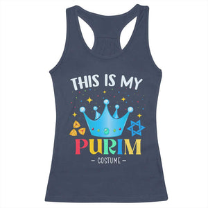 Funny Jewish This Is My Purim Costume Racerback Tank Top TS09 Navy Print Your Wear