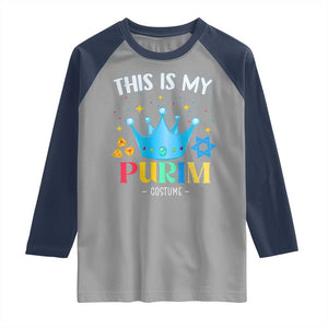 Funny Jewish This Is My Purim Costume Raglan Shirt TS09 Sport Gray Navy Print Your Wear