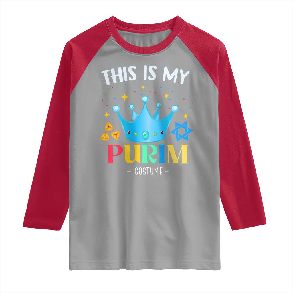 Funny Jewish This Is My Purim Costume Raglan Shirt TS09 Sport Gray Red Print Your Wear