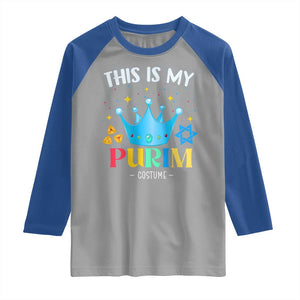 Funny Jewish This Is My Purim Costume Raglan Shirt TS09 Sport Gray Royal Print Your Wear