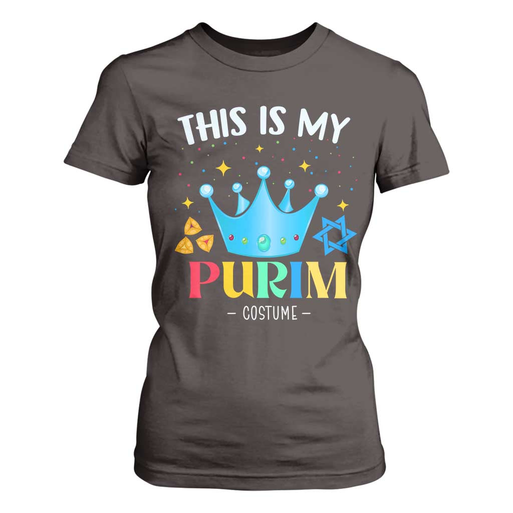 Funny Jewish This Is My Purim Costume T Shirt For Women TS09 Dark Chocolate Print Your Wear