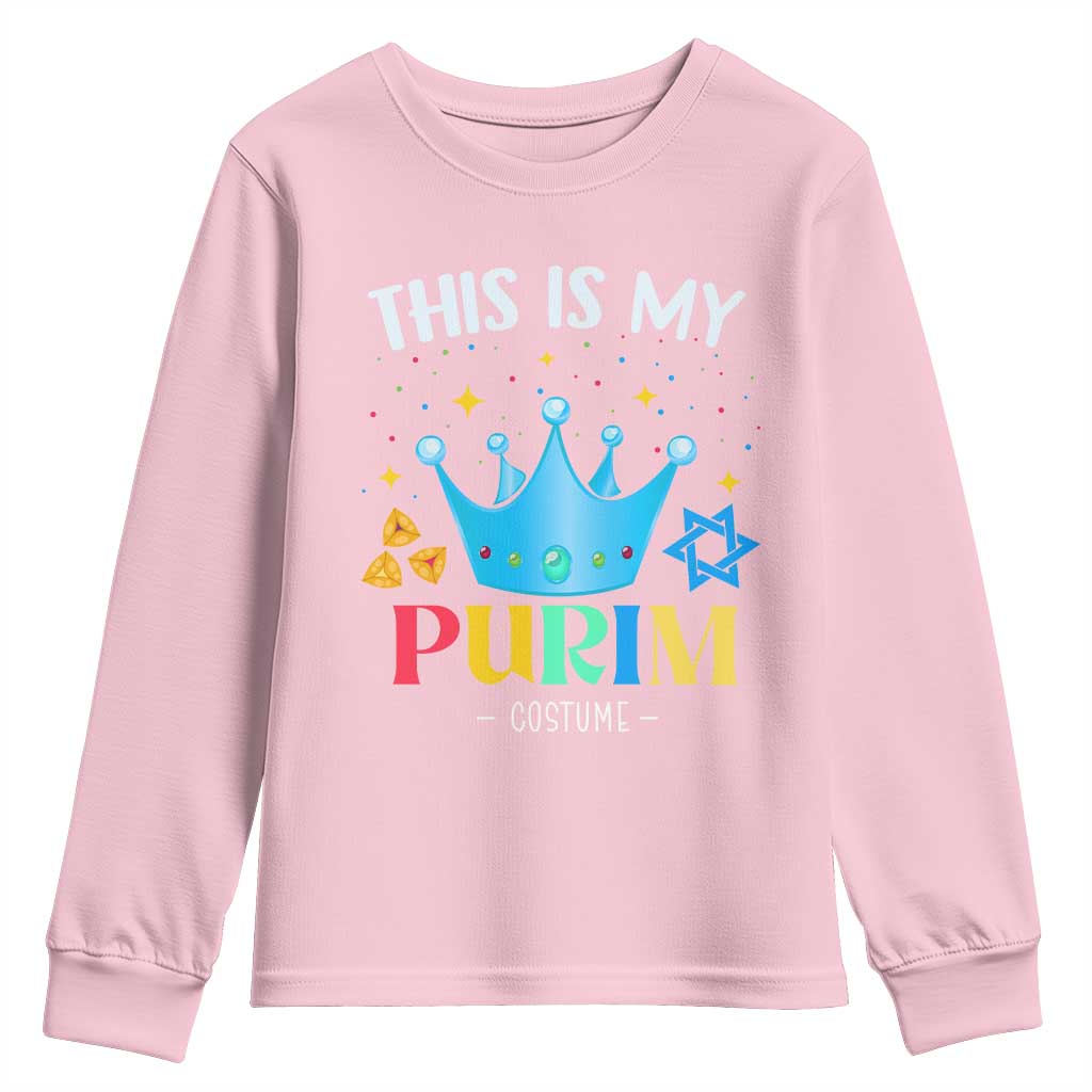 Funny Jewish This Is My Purim Costume Youth Sweatshirt TS09 Light Pink Print Your Wear