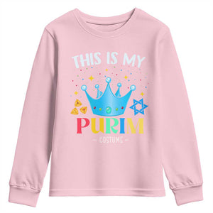 Funny Jewish This Is My Purim Costume Youth Sweatshirt TS09 Light Pink Print Your Wear