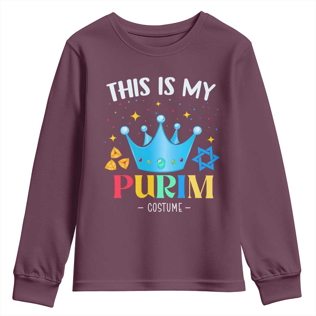 Funny Jewish This Is My Purim Costume Youth Sweatshirt TS09 Maroon Print Your Wear