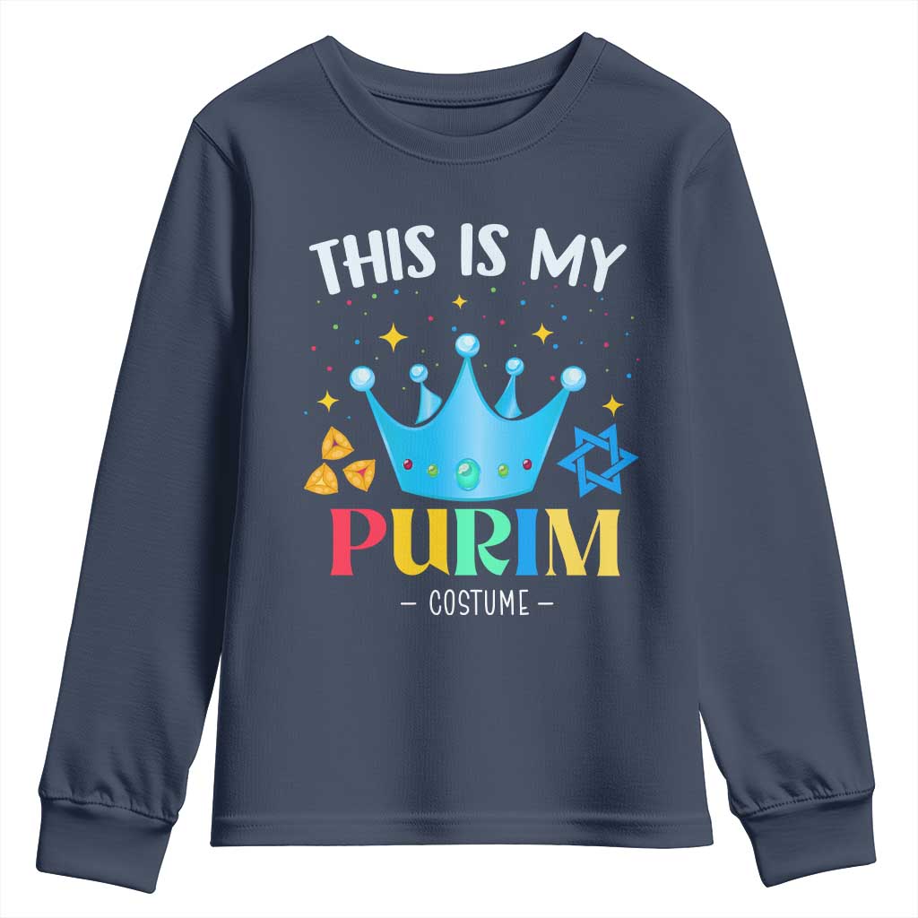 Funny Jewish This Is My Purim Costume Youth Sweatshirt TS09 Navy Print Your Wear