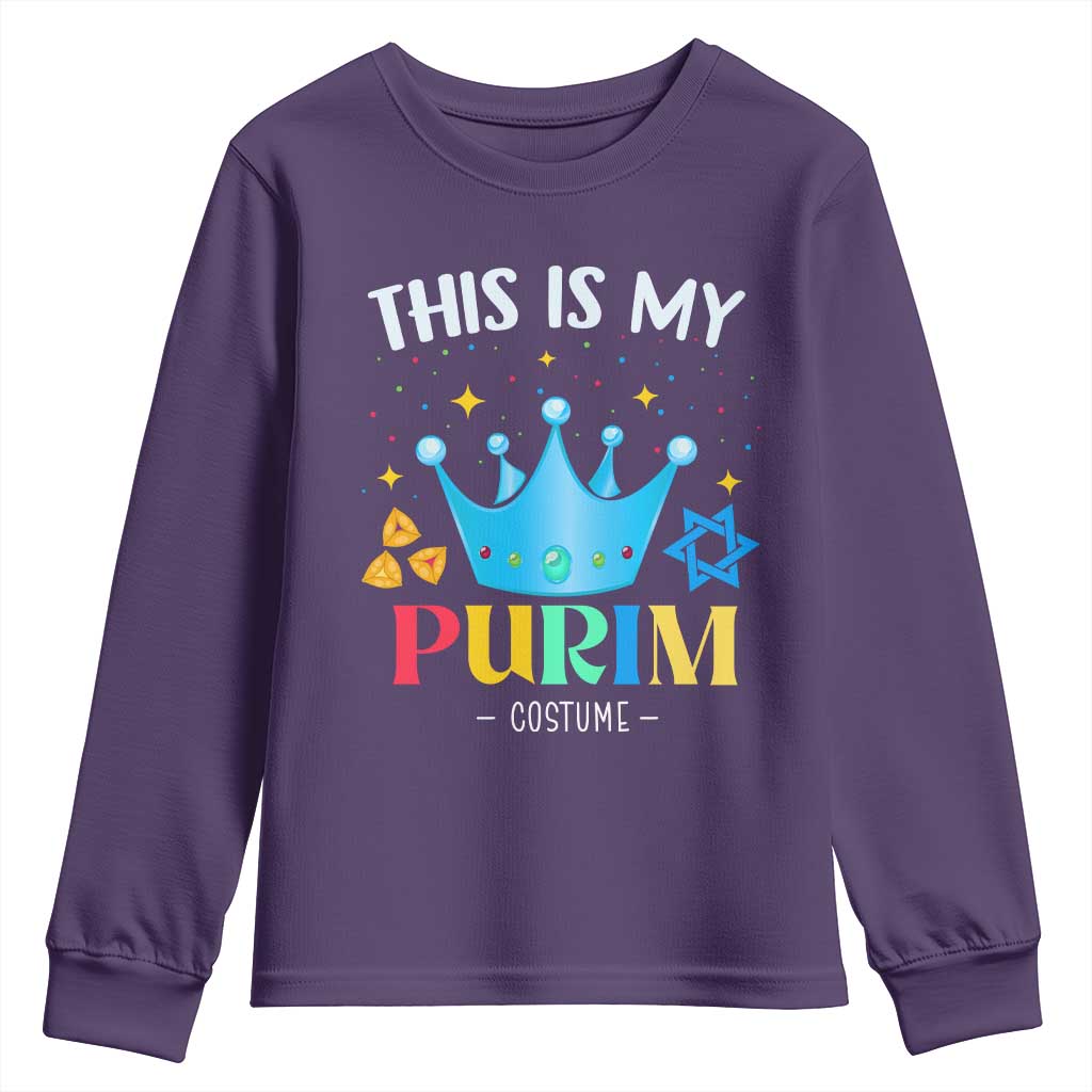 Funny Jewish This Is My Purim Costume Youth Sweatshirt TS09 Purple Print Your Wear