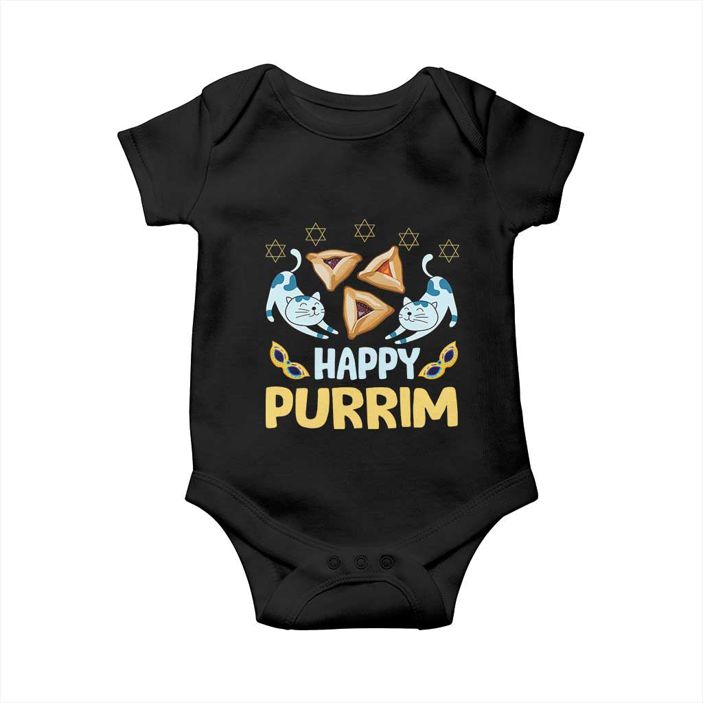 Purim Cat Baby Onesie Happy Purrim Hamantash Jewish Star of David TS09 Black Print Your Wear
