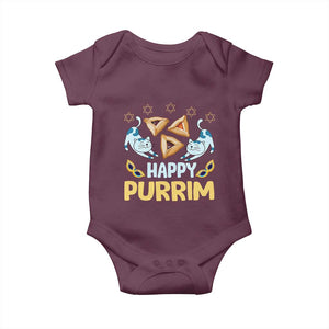 Purim Cat Baby Onesie Happy Purrim Hamantash Jewish Star of David TS09 Maroon Print Your Wear
