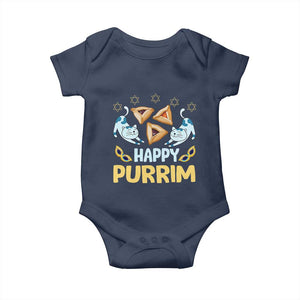 Purim Cat Baby Onesie Happy Purrim Hamantash Jewish Star of David TS09 Navy Print Your Wear