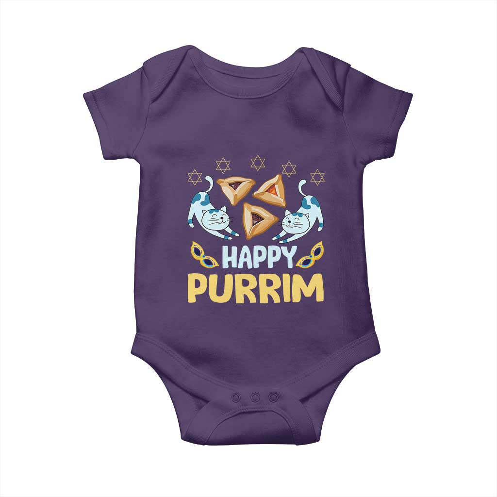 Purim Cat Baby Onesie Happy Purrim Hamantash Jewish Star of David TS09 Purple Print Your Wear
