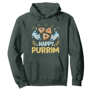 Purim Cat Hoodie Happy Purrim Hamantash Jewish Star of David TS09 Dark Forest Green Print Your Wear