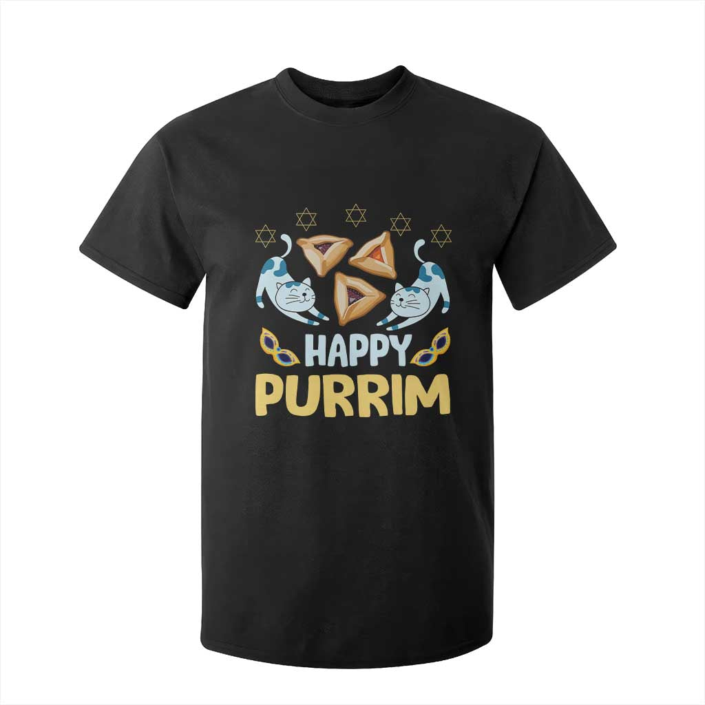 Purim Cat T Shirt For Kid Happy Purrim Hamantash Jewish Star of David TS09 Black Print Your Wear