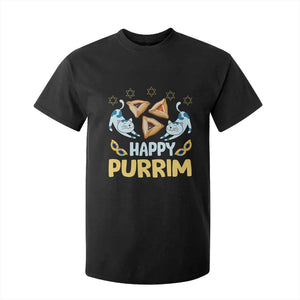 Purim Cat T Shirt For Kid Happy Purrim Hamantash Jewish Star of David TS09 Black Print Your Wear
